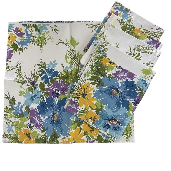 Lot of 6 Waverly Summer Garden Napkins Floral Cloth 15" x 14" Dining Luncheon - Picture 1 of 5